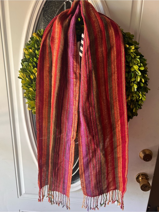 Accessories - Red Multi-Stripe Lightweight Scarf
